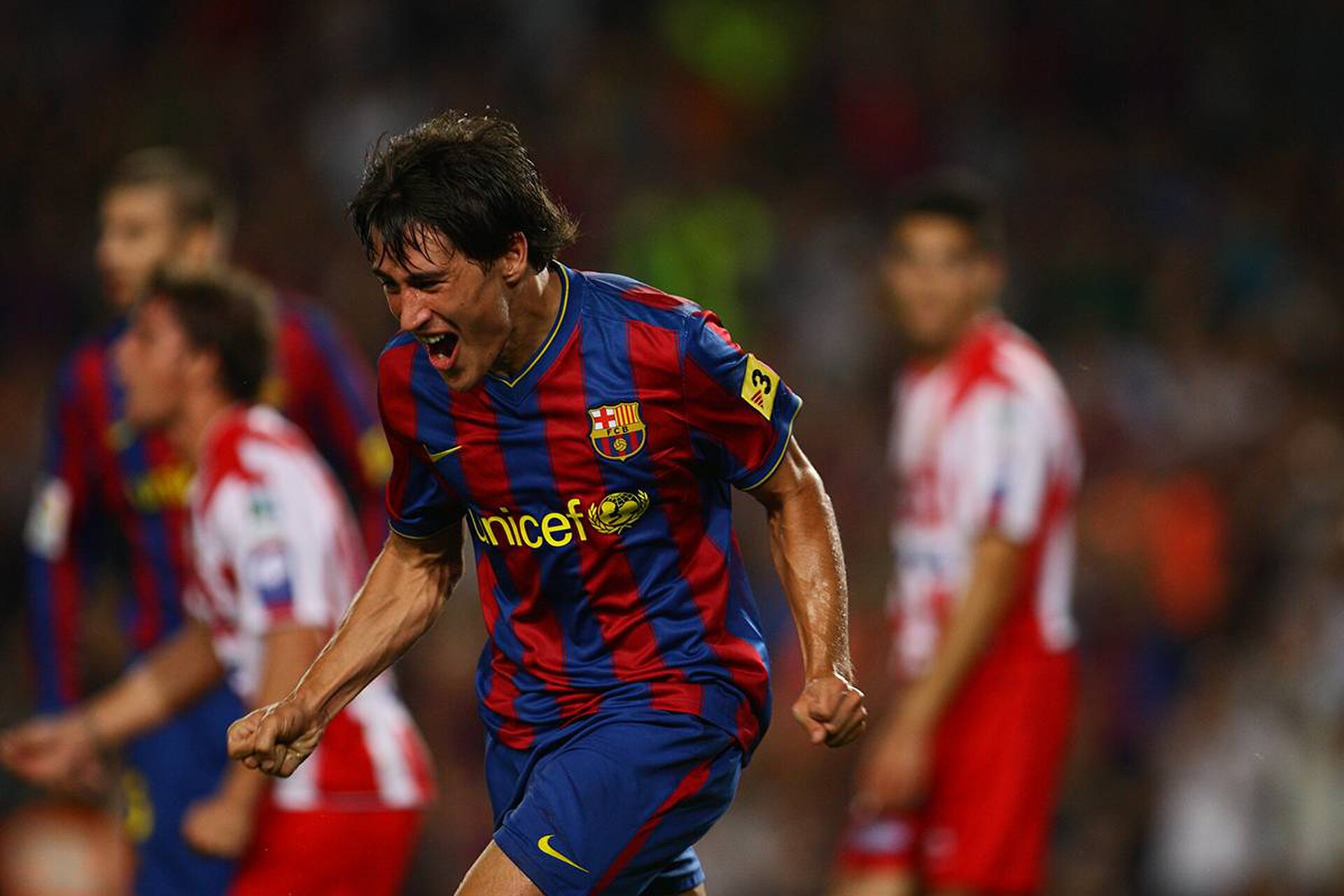 Bojan Krkić oslavuje gól v drese FC Barcelona